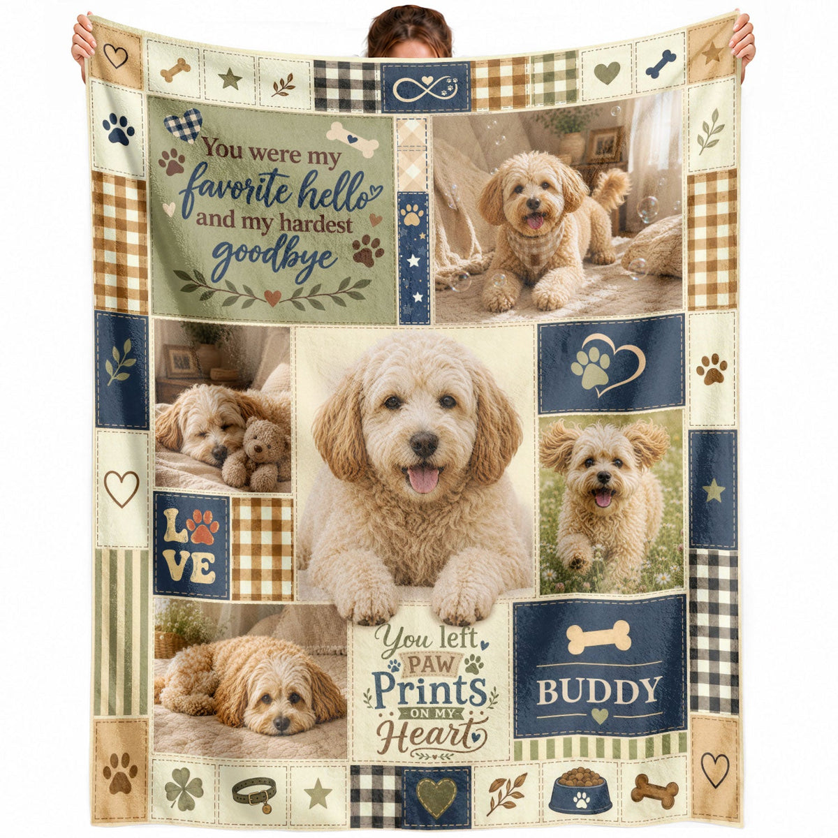 Paw Print Custom Pet Blanket, Customized Blanket with Pictures for Pet Memories, Personalized Gifts for Memorial Keepsakes, Pallyprints Co.