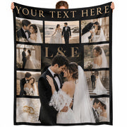 Custom Wedding Photo Collage Blanket Couple Initials Throw Blanket Keepsake Decor