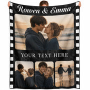 Custom Couple Photo Collage Film Strip Blanket Couple Names Throw Blanket Keepsake