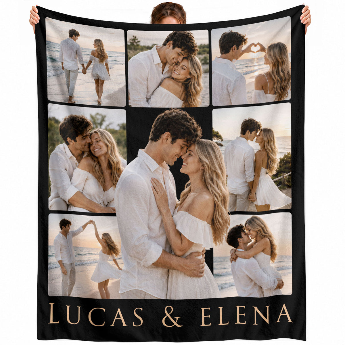 Custom Romantic Couple Photo Collage Blanket Couple Names Throw Blanket Keepsake