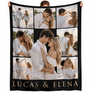 Custom Romantic Couple Photo Collage Blanket Couple Names Throw Blanket Keepsake