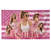 Custom Photo American Flag Pink Glitter Butterfly Personalised Name Picture USA Flag