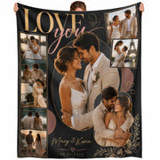 Custom Photo Blanket Collage Couple Names Love You Date Soft Fleece Throw Romantic Gift