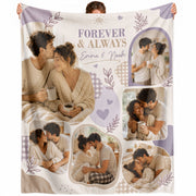 Custom Couple Photo Blanket Picture Collage Soft Lavender Fleece Throw Anniversary Gift