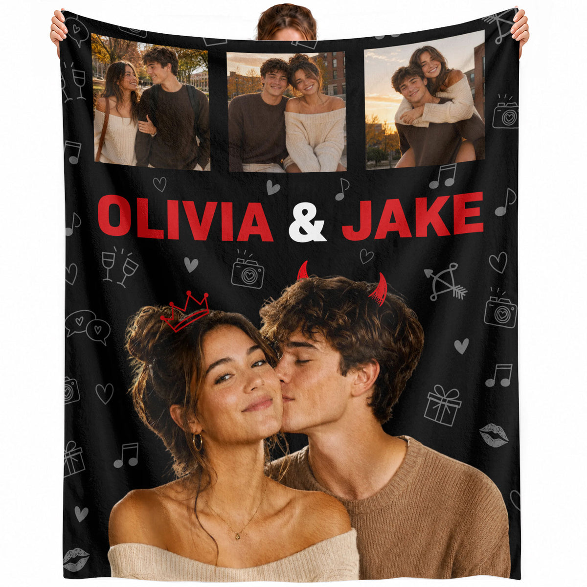 Custom Blanket: Warm, Customized Blanket for Couples with Personalized Blankets with Pictures, Anniversary, Valentine's Day, Wedding, Pallyprints Co.