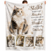Custom Pet Cat Photo Collage Fleece Blanket Name Memory Memorial Throw Tapestry Item