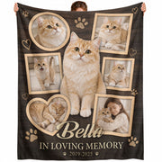 Custom Kitty Cat Photo Collage Fleece Blanket Name Memory Memorial Throw Tapestry Piece