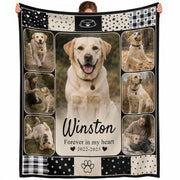 Custom Pet Dog Photo Collage Fleece Blanket Name Memory Memorial Throw Tapestry Item