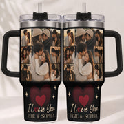 Custom Personal Photo Collage Couple Tumbler Names Text Insulated Beverage Mug Cup Item