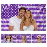 Vibrant Purple American Flag Custom Photo Graphic Banner Retro Wall Hanging Display
