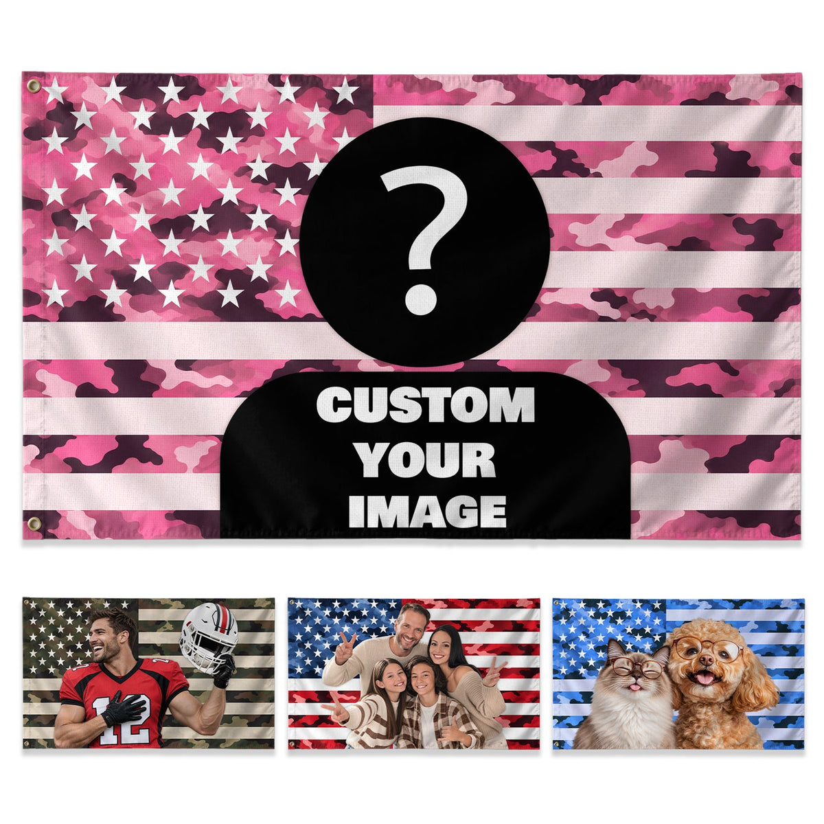 Camouflage Military USA Design American Flag Custom, Custom Flag with Picture for Family Memories, Flag Custom-Made Personalized Gift, Pallyprints Co.