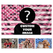 Camouflage Military USA Design American Flag Custom, Custom Flag with Picture for Family Memories, Flag Custom-Made Personalized Gift, Pallyprints Co.
