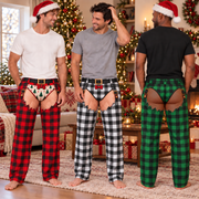 Funny Mens Pajama Pants with Hairy Legs Plaid, Custom Pajamas for Cozy Lounging, Bold Gag Gifts and Christmas Pajamas for Cozy Nights, Pallyprints Co.