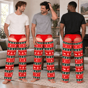 Red Green Funny Mens Pajama Pants, Custom Pajamas for Cozy Winter Nights, Festive Gag Gifts and Cheerful Christmas Pajamas at Home, Pallyprints Co.