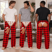 Funny Mens Pajama Pants with Gingerbread Plaid, Custom Pajamas for Cozy Lounging, Gag Gifts and Cozy Festive Christmas Pajamas, Pallyprints Co.