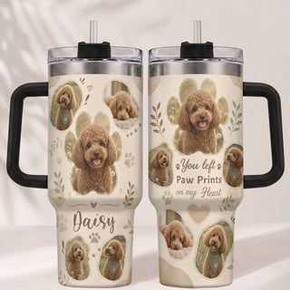 Custom Dog Picture Tumbler with Handle Personalised Pet Portrait Collage Gift Dog Lover