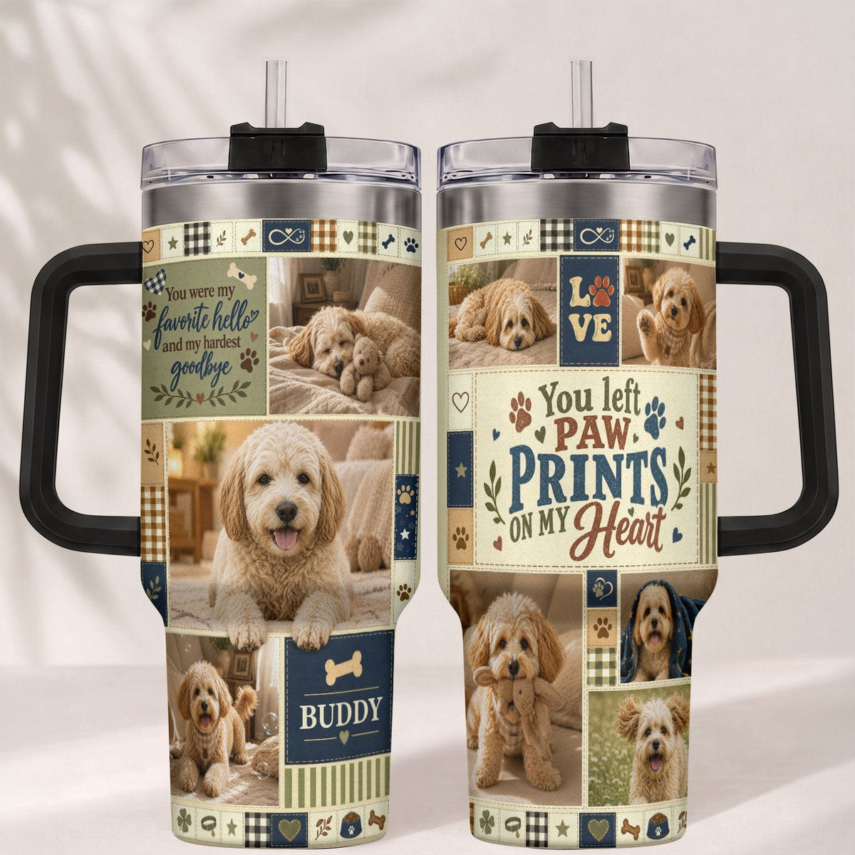 Custom Dog Photo Tumbler with Handle You Were My Favorite Hello Pet Memorial Gift Dog Mom