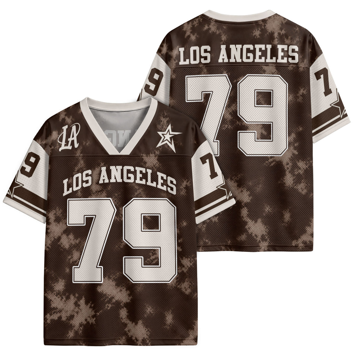 Custom Los Angeles Football Jersey Unisex Brown Tie Dye Y2K Jersey Shirt Clothing Top