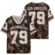 Custom Los Angeles Football Jersey Unisex Brown Tie Dye Y2K Jersey Shirt Clothing Top
