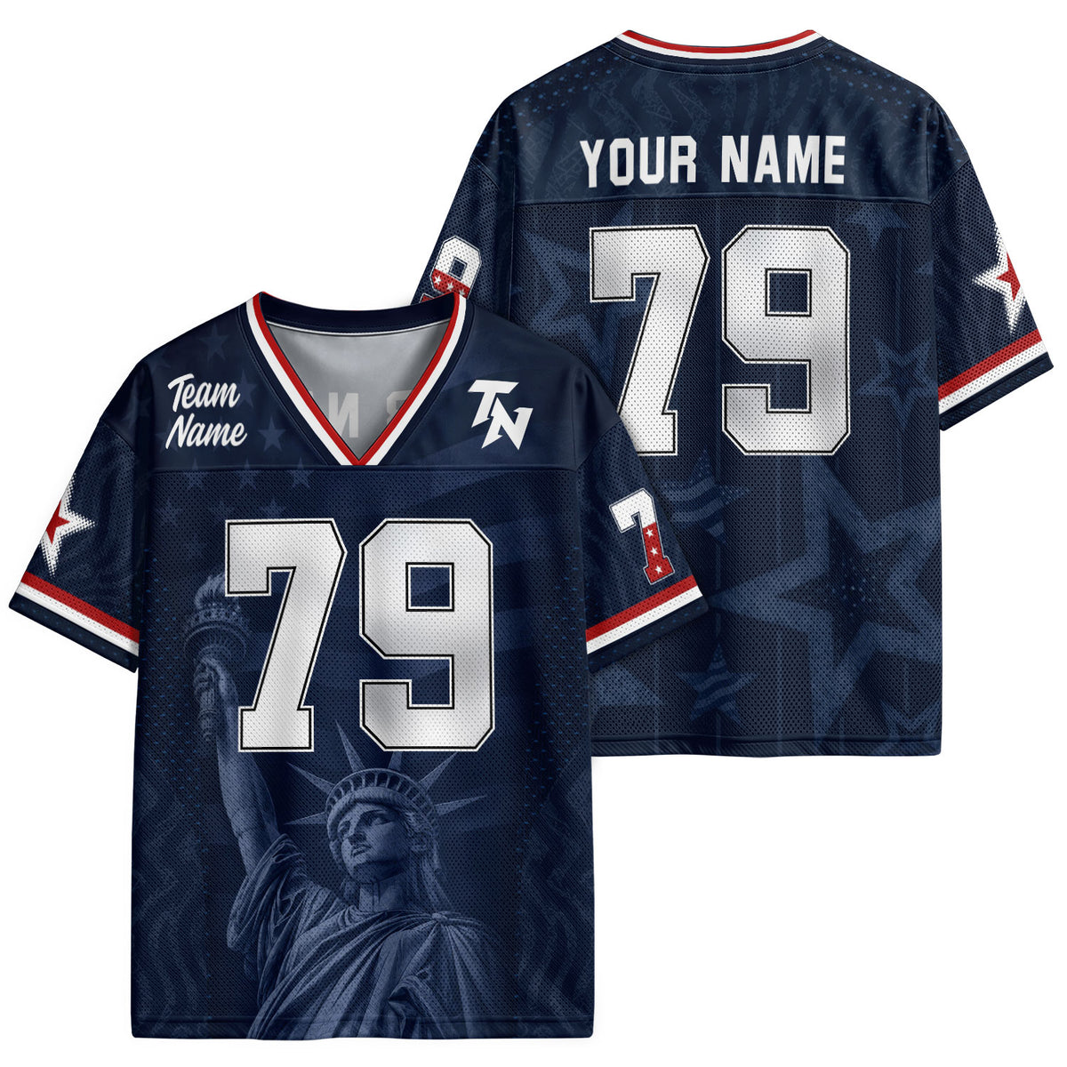 Custom Eagle Guard Football Jersey Unisex Blue Star Patriotic Y2K Outfits Shirt Top