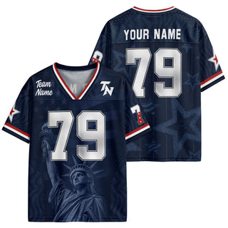 Custom Eagle Guard Football Jersey Unisex Blue Star Patriotic Y2K Outfits Shirt Top