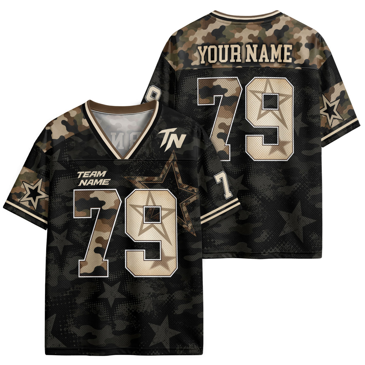 Custom Lone Riders Football Jersey Unisex Camo Star Y2K Jersey Shirt Clothing Apparel