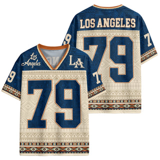 Custom Navy Los Angeles Football Jersey Unisex Aztec Print Y2K Outfits Shirt Top