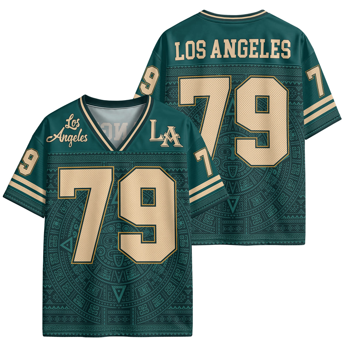 Custom Green Storm Hawks Football Jersey Unisex Aztec Pattern Y2K Outfits Clothing