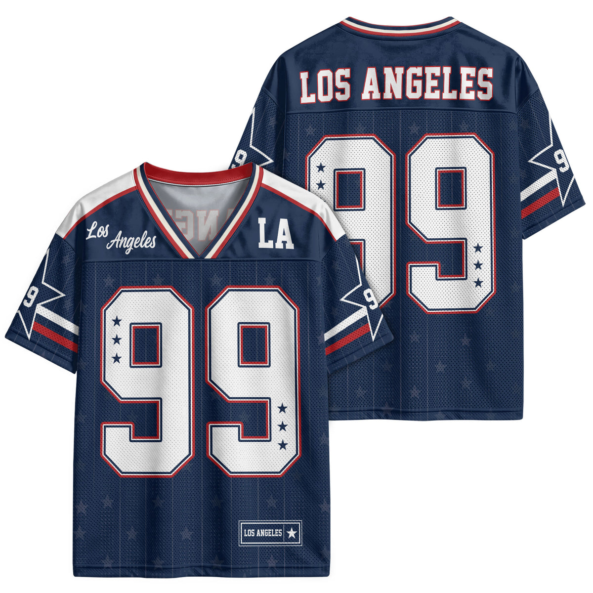 Custom Blue Los Angeles Football Y2K Jersey Unisex Star Patriotic Team Shirt Top Apparel