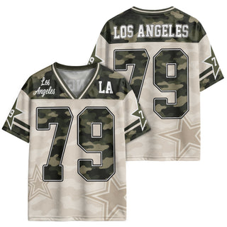 Custom Camo Los Angeles Football Y2K Jersey Unisex Star Camouflage Team Shirt Top