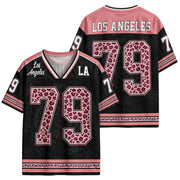 Custom Pink Leopard Los Angeles Football Y2K Jersey Unisex Cheetah Print Team Shirt