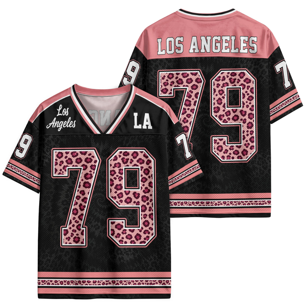 Custom Pink Leopard Los Angeles Football Y2K Jersey Unisex Cheetah Print Team Shirt