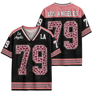 Custom Pink Leopard Los Angeles Football Y2K Jersey Unisex Cheetah Print Team Shirt