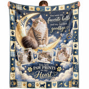 Custom Name Cat Memorial Photo Blanket Crescent Moon Celestial Wall Hanging Banner