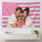 Custom Photo Patriotic American Flag Tapestry Rustic Wood Stars Wall Hanging Backdrop