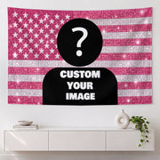 Custom Photo Patriotic American Flag Tapestry Sparkle Stars Stripes Wall Hanging Sheet
