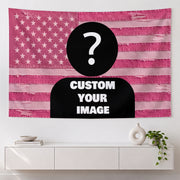 Custom Photo Patriotic American Flag Tapestry Distressed Denim Stars Wall Hanging Sheet