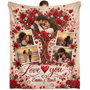 Custom Photo Collage Blanket Love Heart Tree Roses Soft Fleece Throw Bedding Sheet Mat
