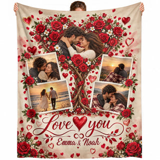 Custom Photo Collage Blanket Love Heart Tree Roses Soft Fleece Throw Bedding Sheet Mat