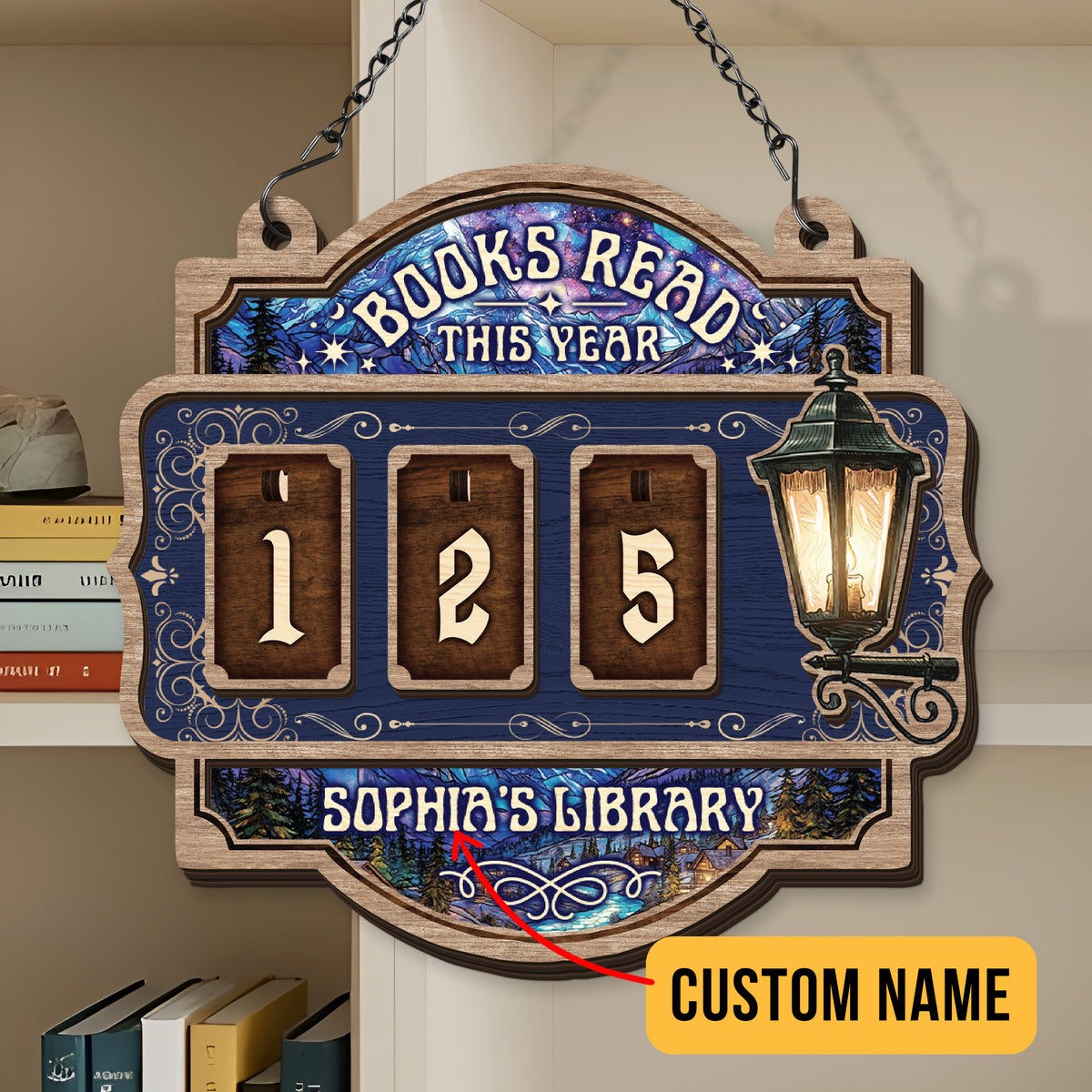 Personalized Books Read This Year Sign Custom Wooden Book Tracker Hanging Reading Decor