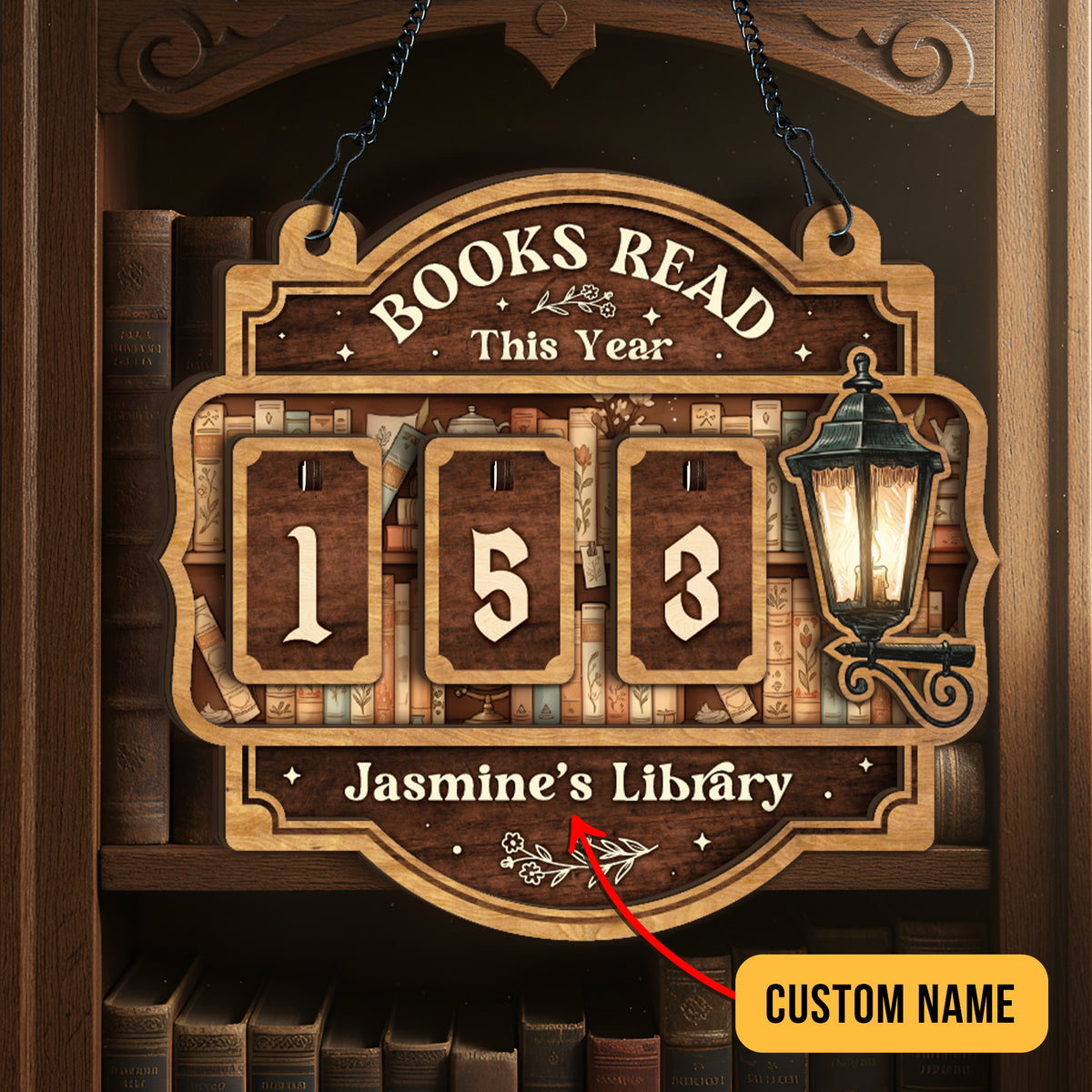 Personalized Books Read This Year Sign Custom Wooden Bookshelf Book Tracker Gift