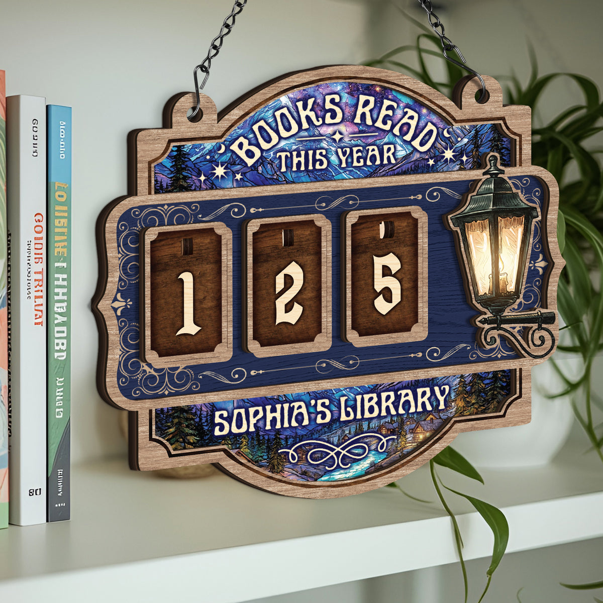 Personalized Books Read This Year Sign Custom Wooden Book Tracker Hanging Reading Decor