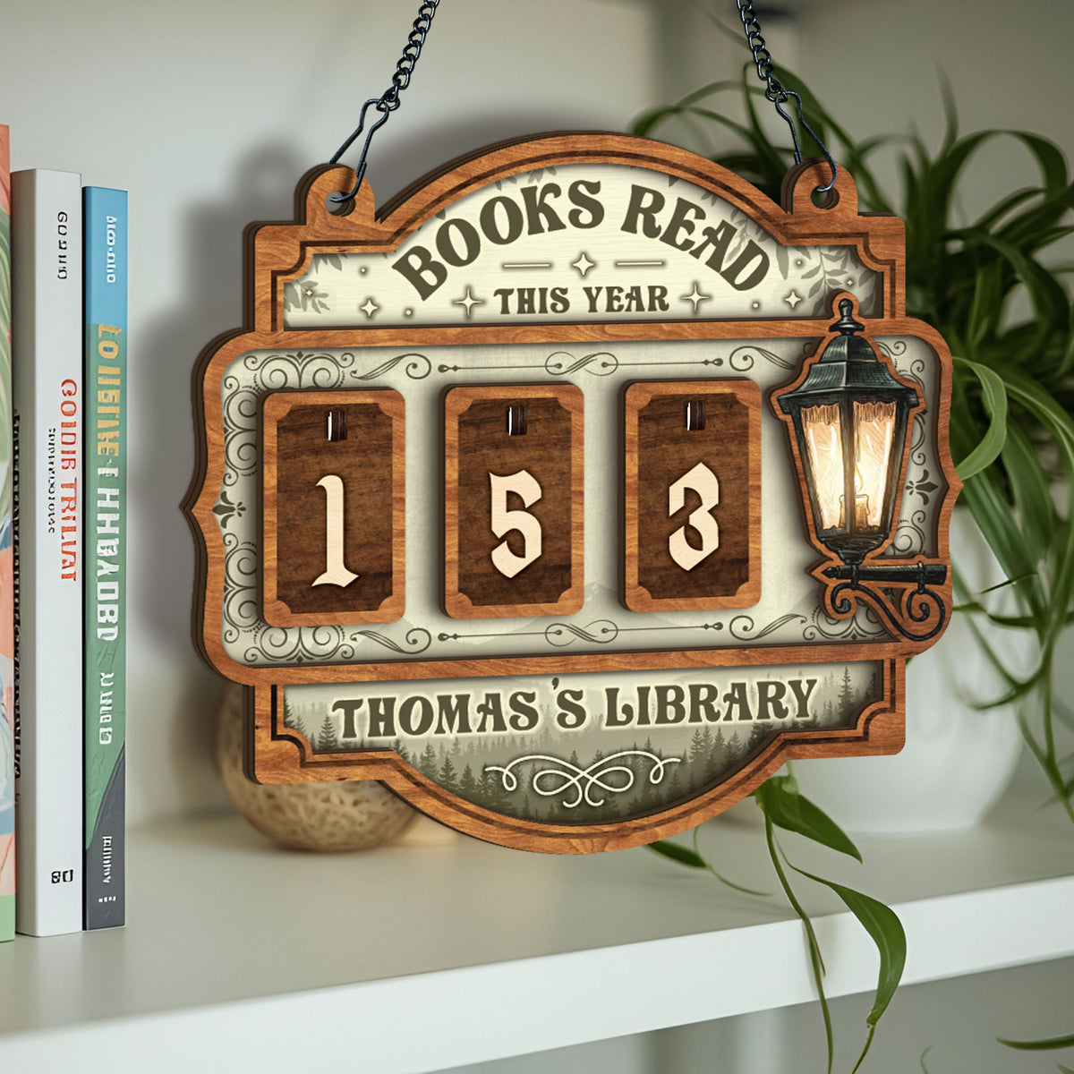 Custom Book Tracker Sign Personalized Books Read This Year Rustic Wooden Hanging Decor