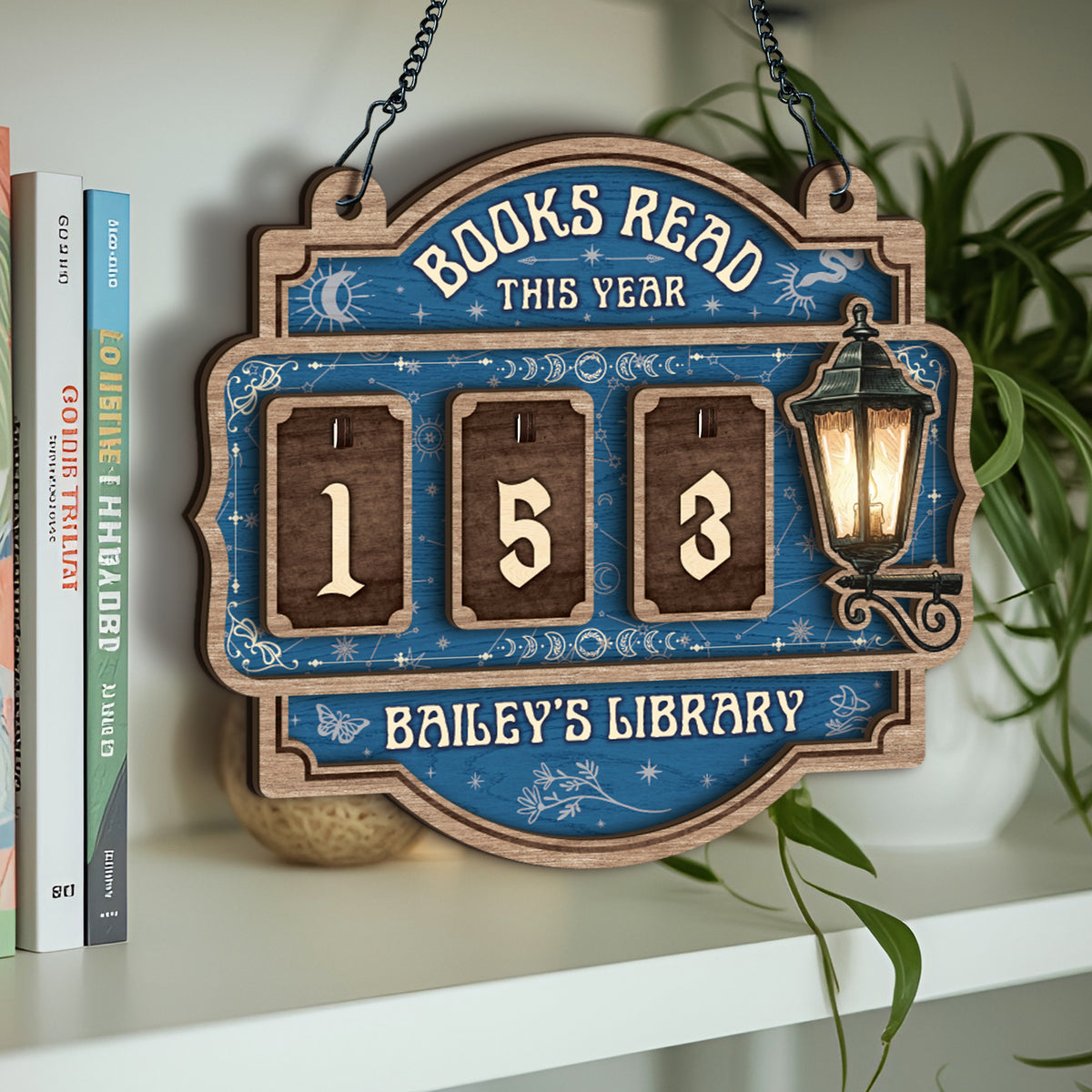 Custom Book Tracker Sign Personalized Celestial Witchy Books Read This Year Decor