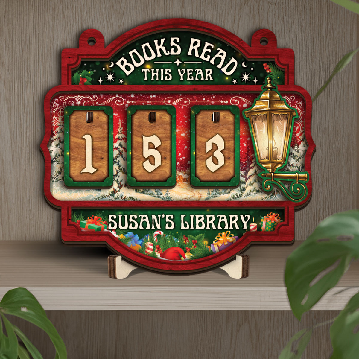 Custom Book Tracker Sign Personalized Books Read This Year Christmas Hanging Decor