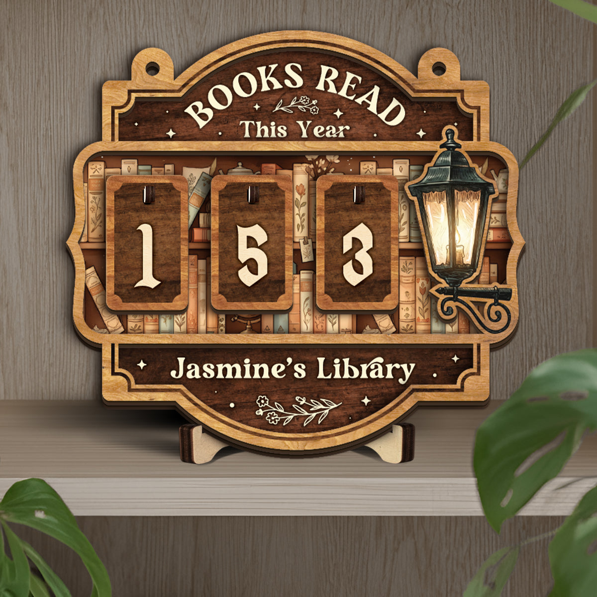Personalized Books Read This Year Sign Custom Wooden Bookshelf Book Tracker Gift