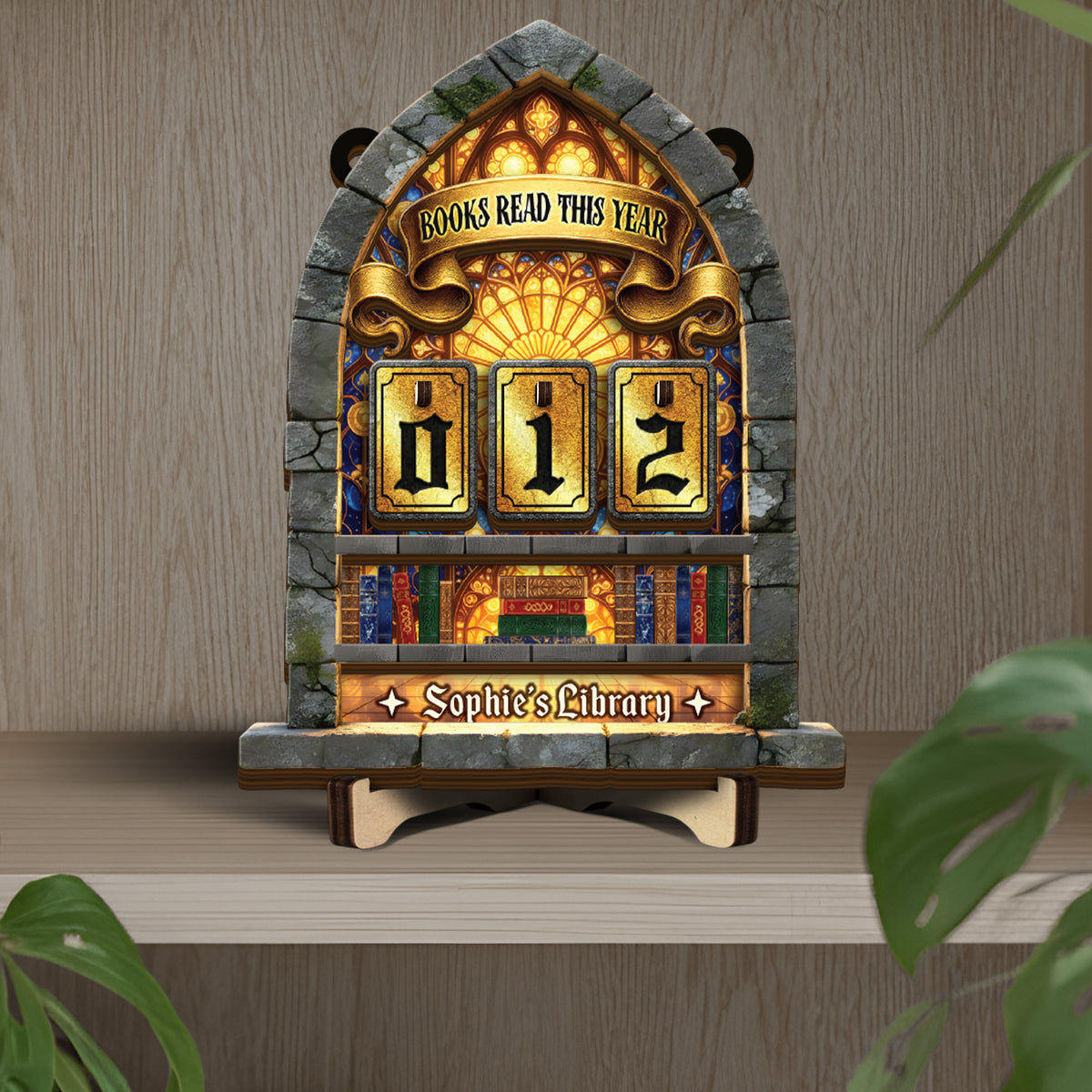 Personalized Books Read This Year Sign Custom Magical Castle Stained Glass Book Tracker