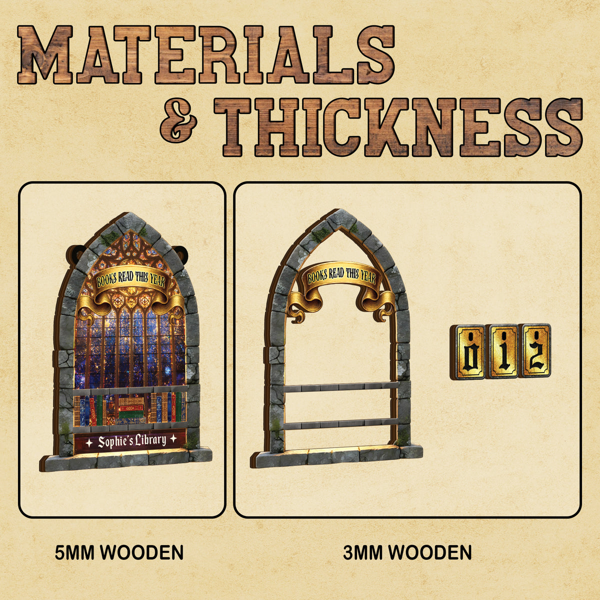 Personalized Books Read This Year Sign Custom Magical Castle Stained Glass Book Tracker