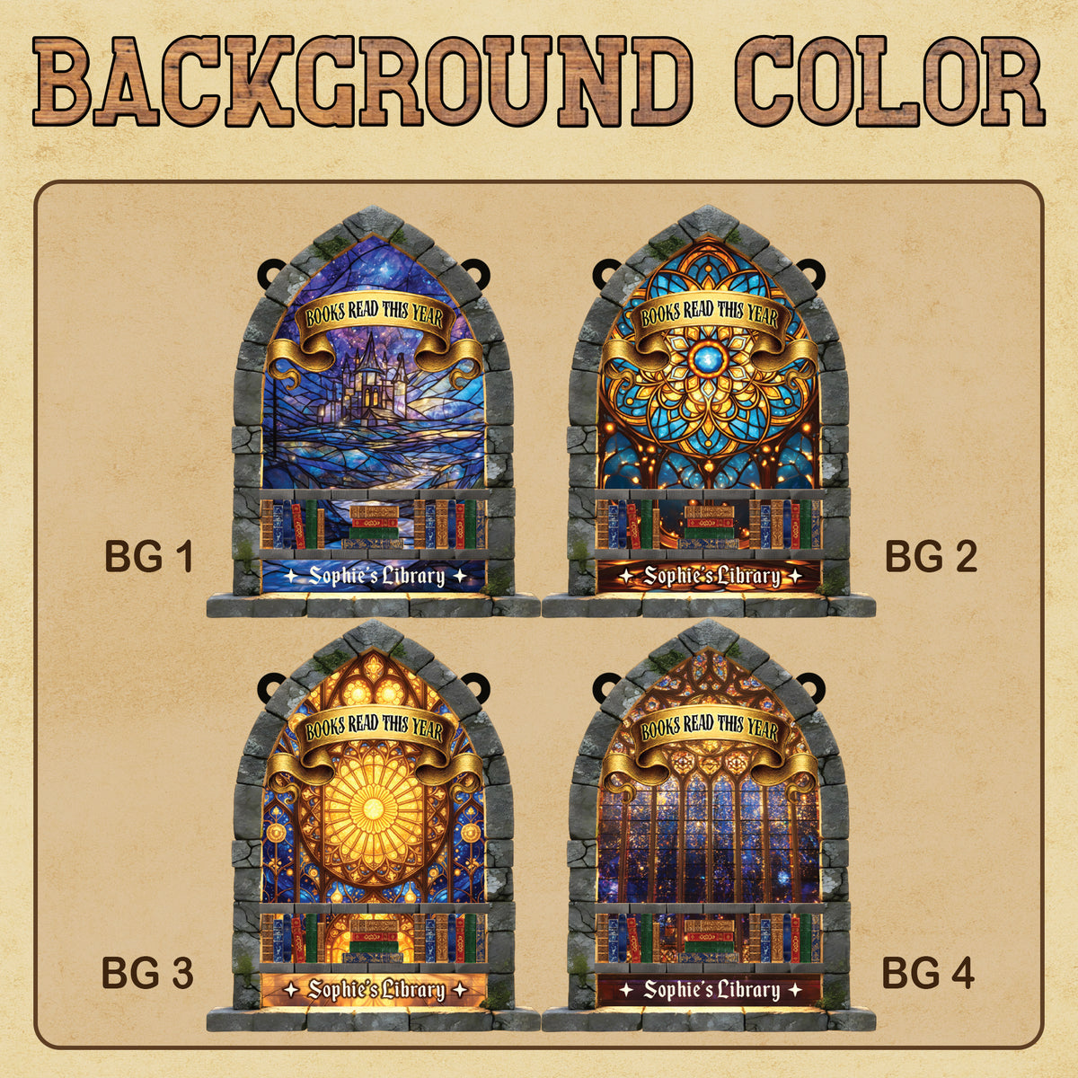 Personalized Books Read This Year Sign Custom Magical Castle Stained Glass Book Tracker