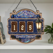 Personalized Books Read This Year Sign Custom Wooden Book Tracker Hanging Reading Decor